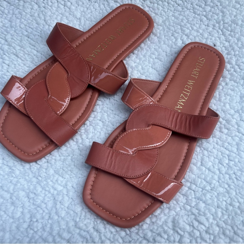 Stuart Weitzman Brown Minimalist Slide Sandals